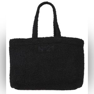 N 21 Sherpa Tote Bag Large Embroidered Logo Double Handles NWT